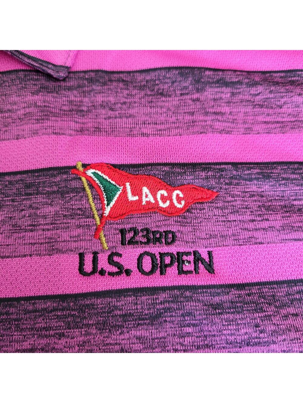 USGA U.S. Open Lucid Fuchsia/Black Two Color Stripe Polo Shirt